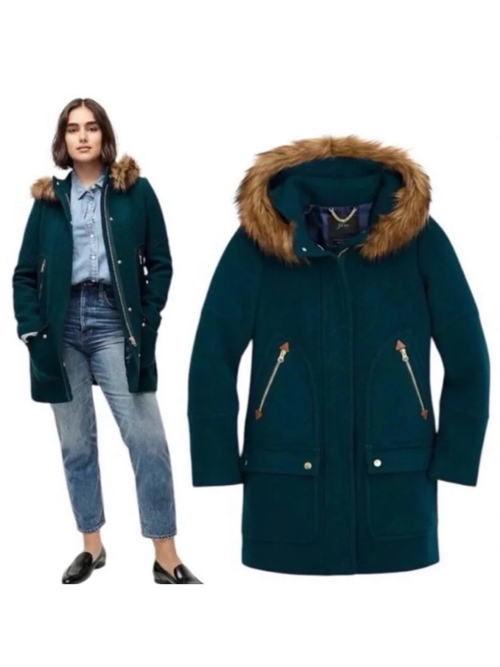 J. Crew Women’s Nello Gori Chateau Parka in Dark Teal